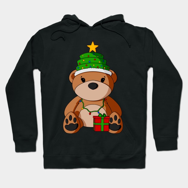 Christmas Hat Teddy Bear Hoodie by Alisha Ober Designs